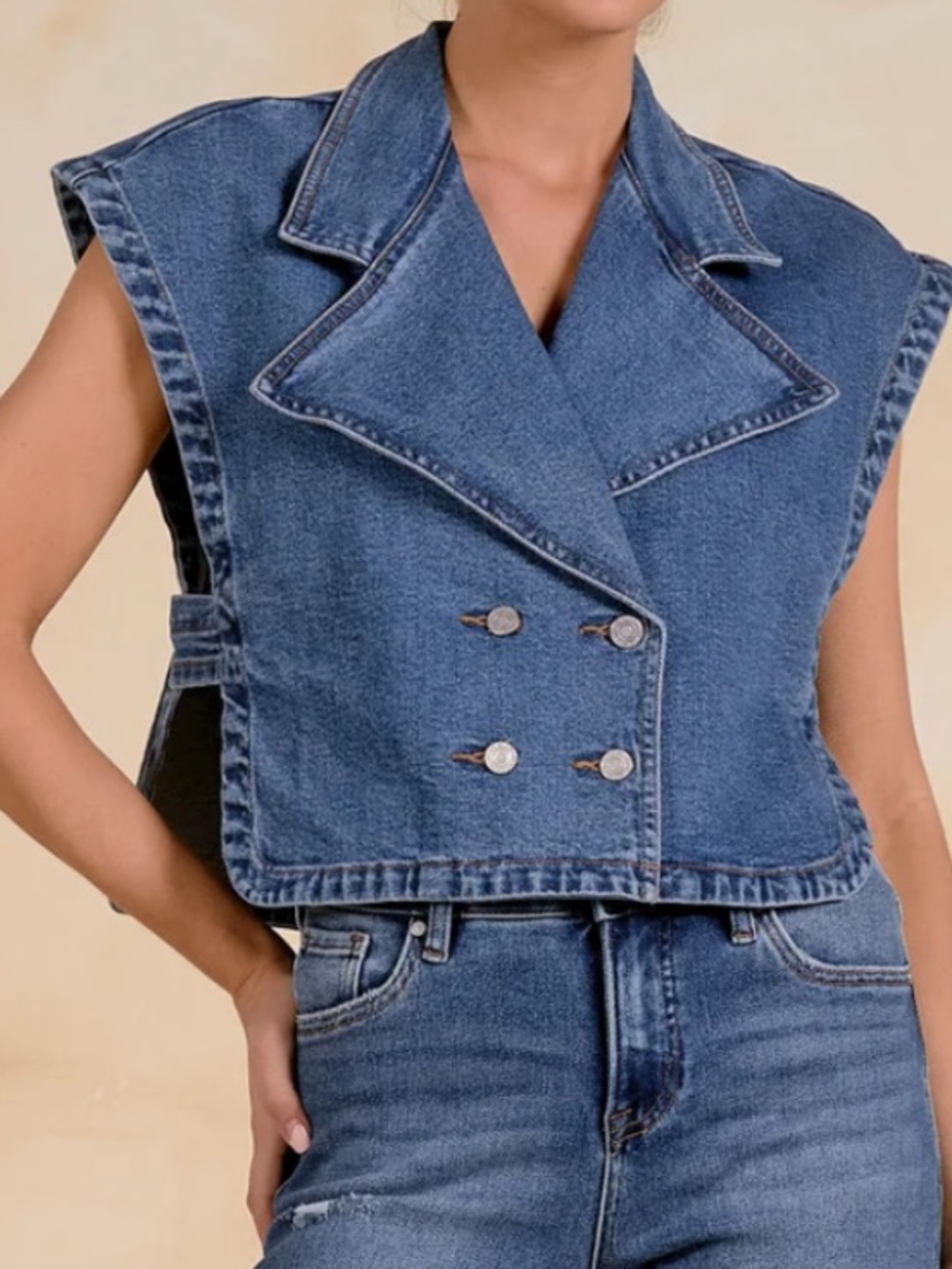NWT Elan Denim Button Denim Vest / M